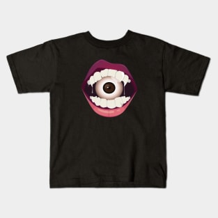 Mouth Biting Evil Eye Kids T-Shirt